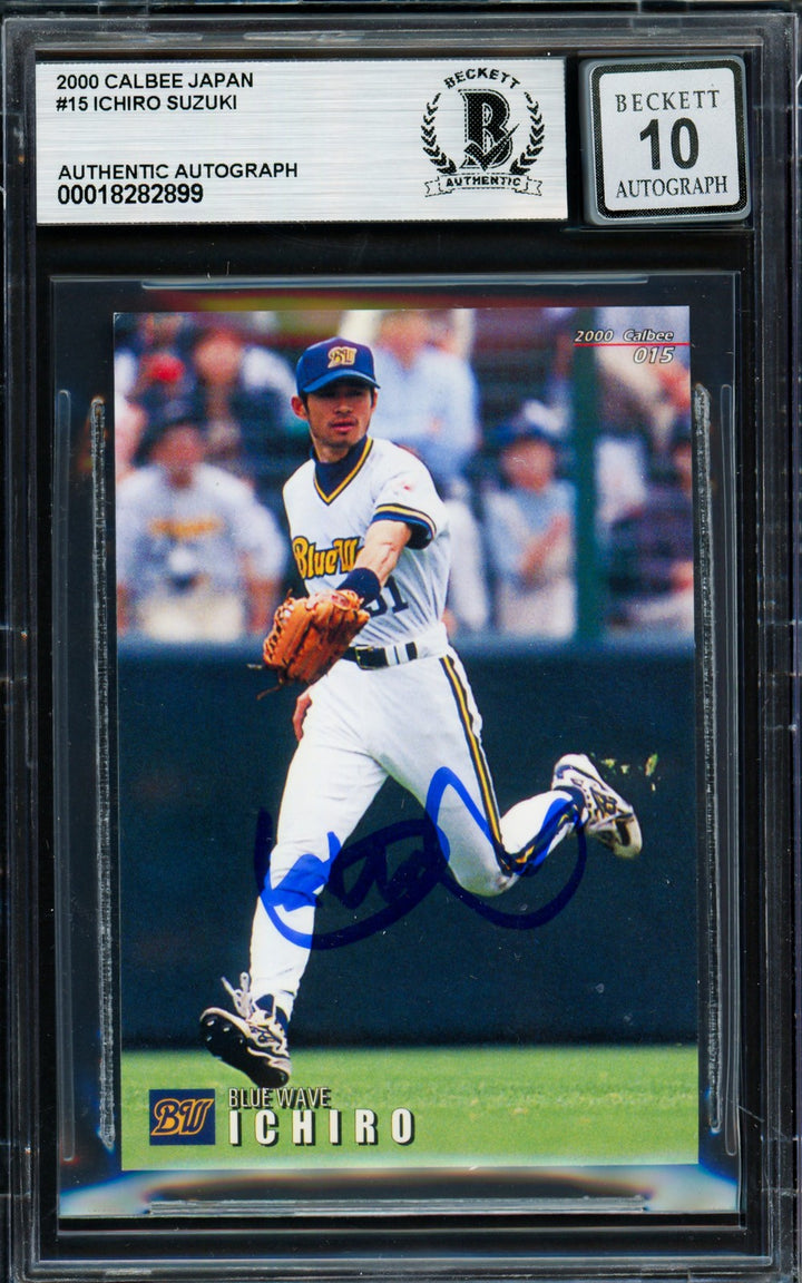 Ichiro Suzuki Auto 2000 Calbee Card 15 Orix Blue Wave Sig 10 Beckett 18282899