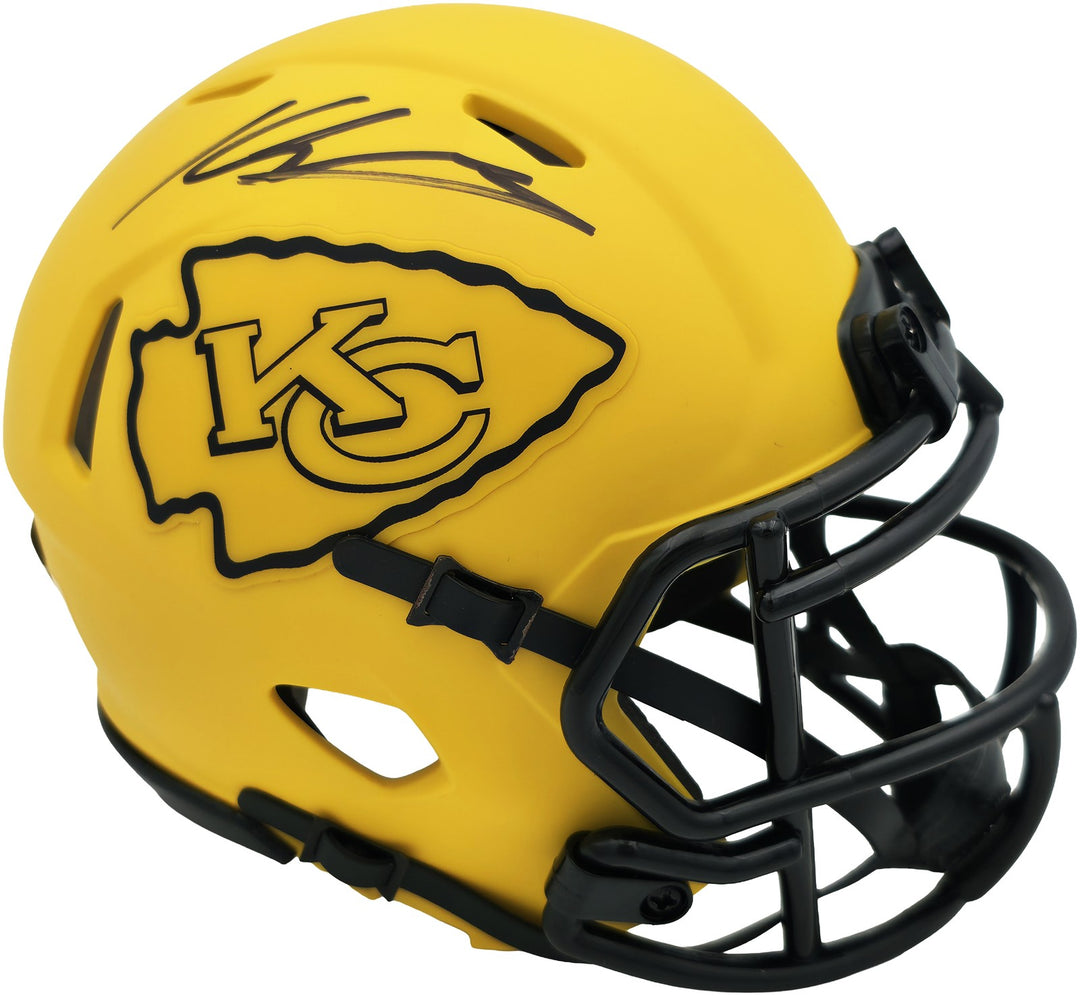 Kenneth Walker III Auto Chiefs Rave Yellow Rave Speed Mini Helmet Beckett Wit