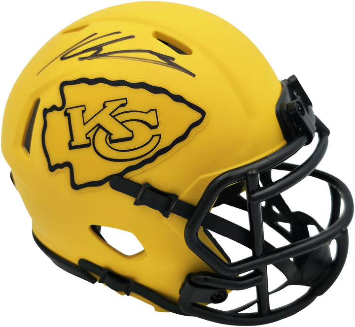 Kenneth Walker III Auto Chiefs Rave Yellow Rave Speed Mini Helmet Beckett Wit