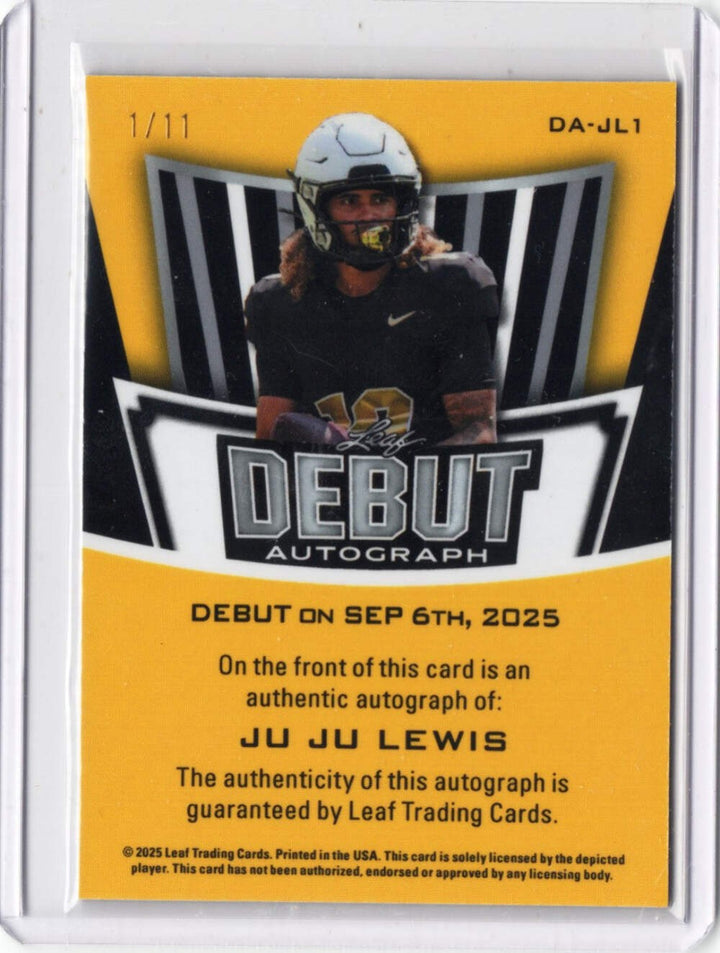 2025 Leaf Metal JuJu Lewis #DAJL1 Debut Auto /11 Rookie RC Football Card