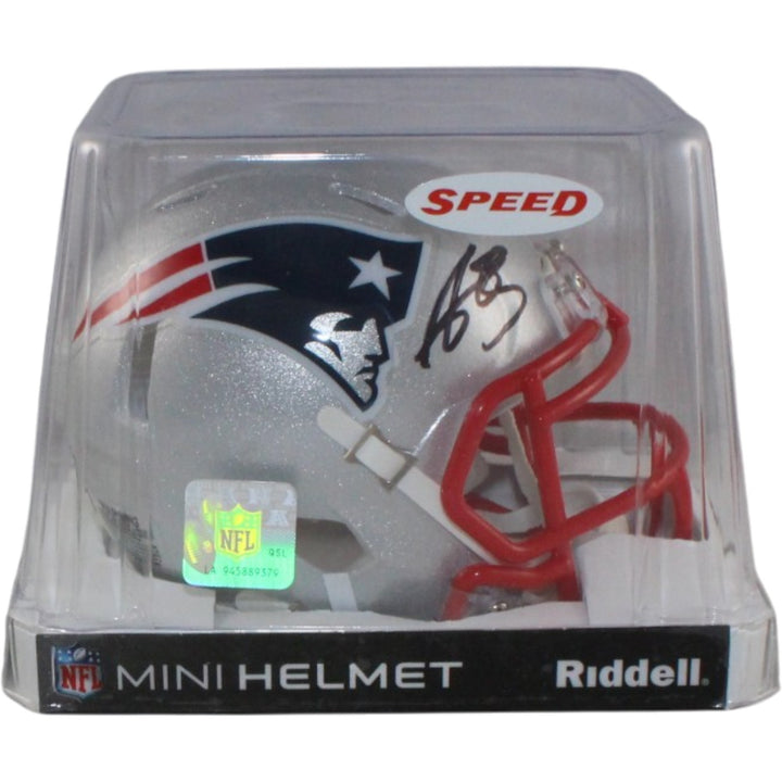 AJ Brown Autographed New England Patriots Mini Helmet Beckett Witnessed 57968