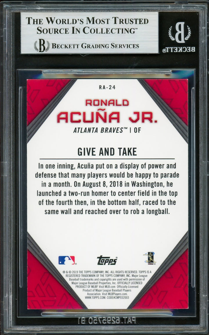Ronald Acuna Jr. Signed 2019 Topps Player Highlights Card RA-24 Braves Beckett