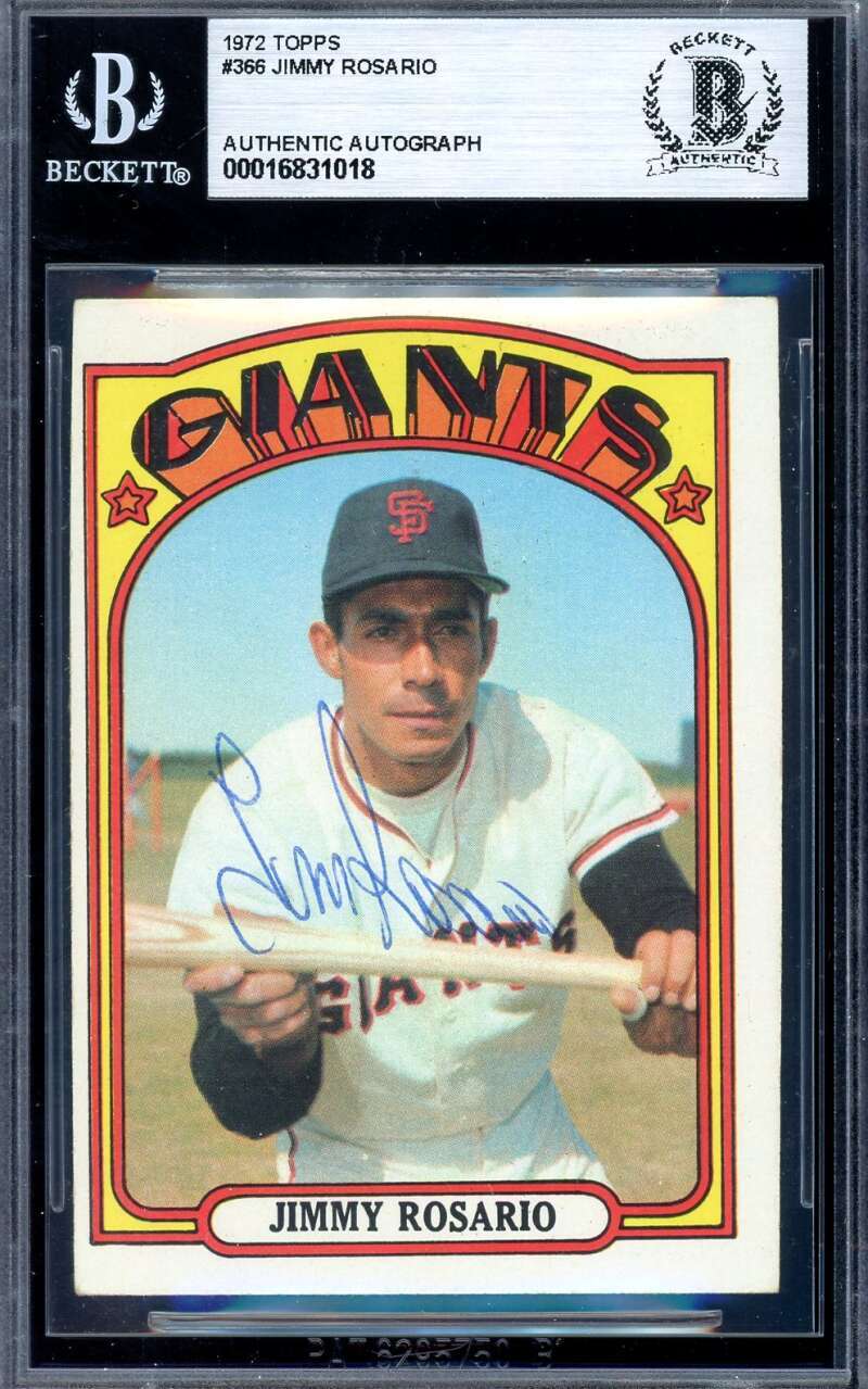 Jimmy Rosario Beckett BAS Signed 1972 Topps Autograph