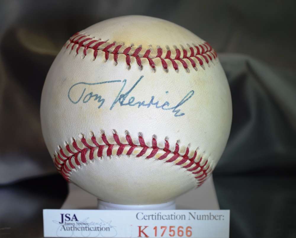 Tom Henrich Jsa Certed American League Autograph Baseball Authentic Signed