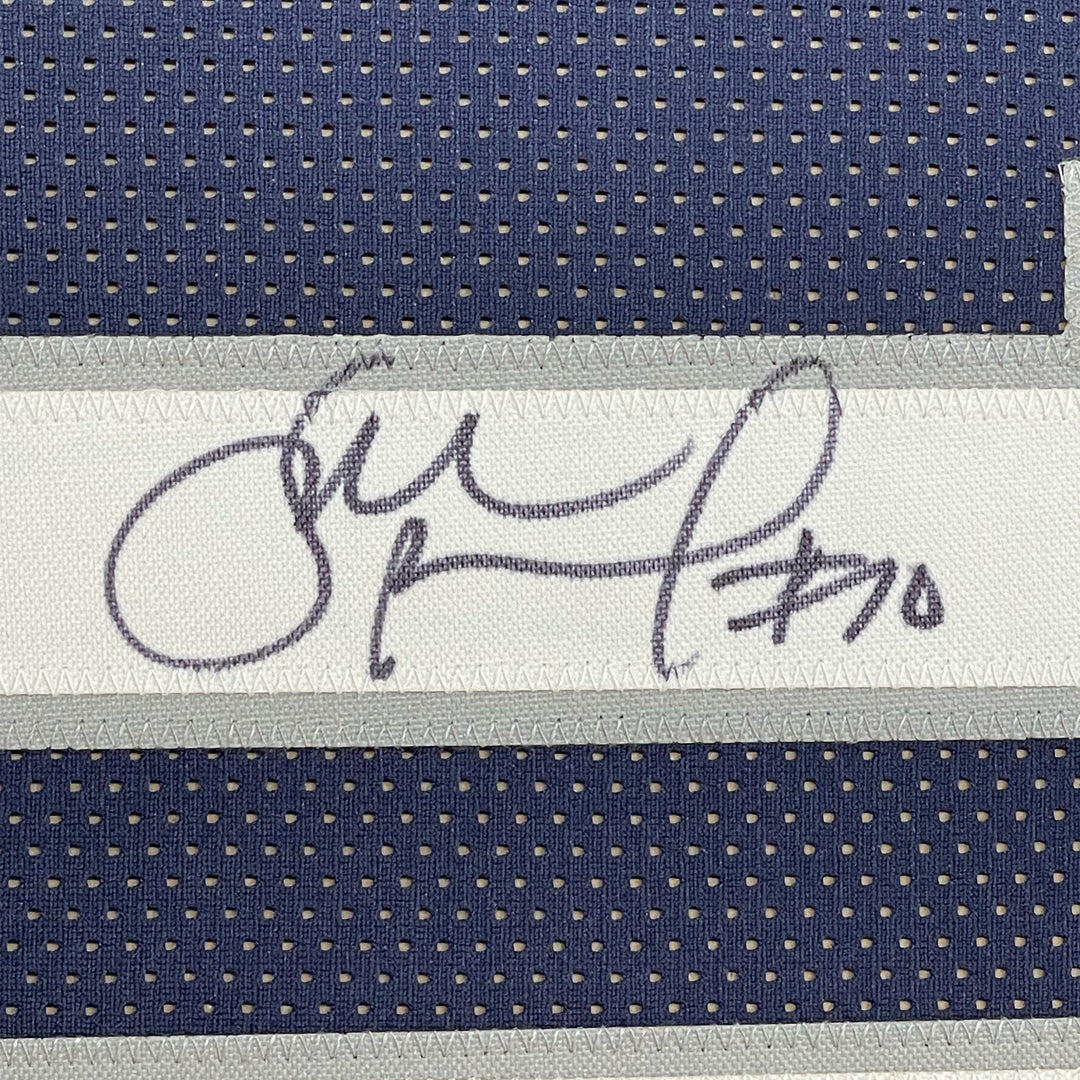 Framed Autographed/Signed Sue Bird 33x42 UConn Blue College Jersey JSA COA