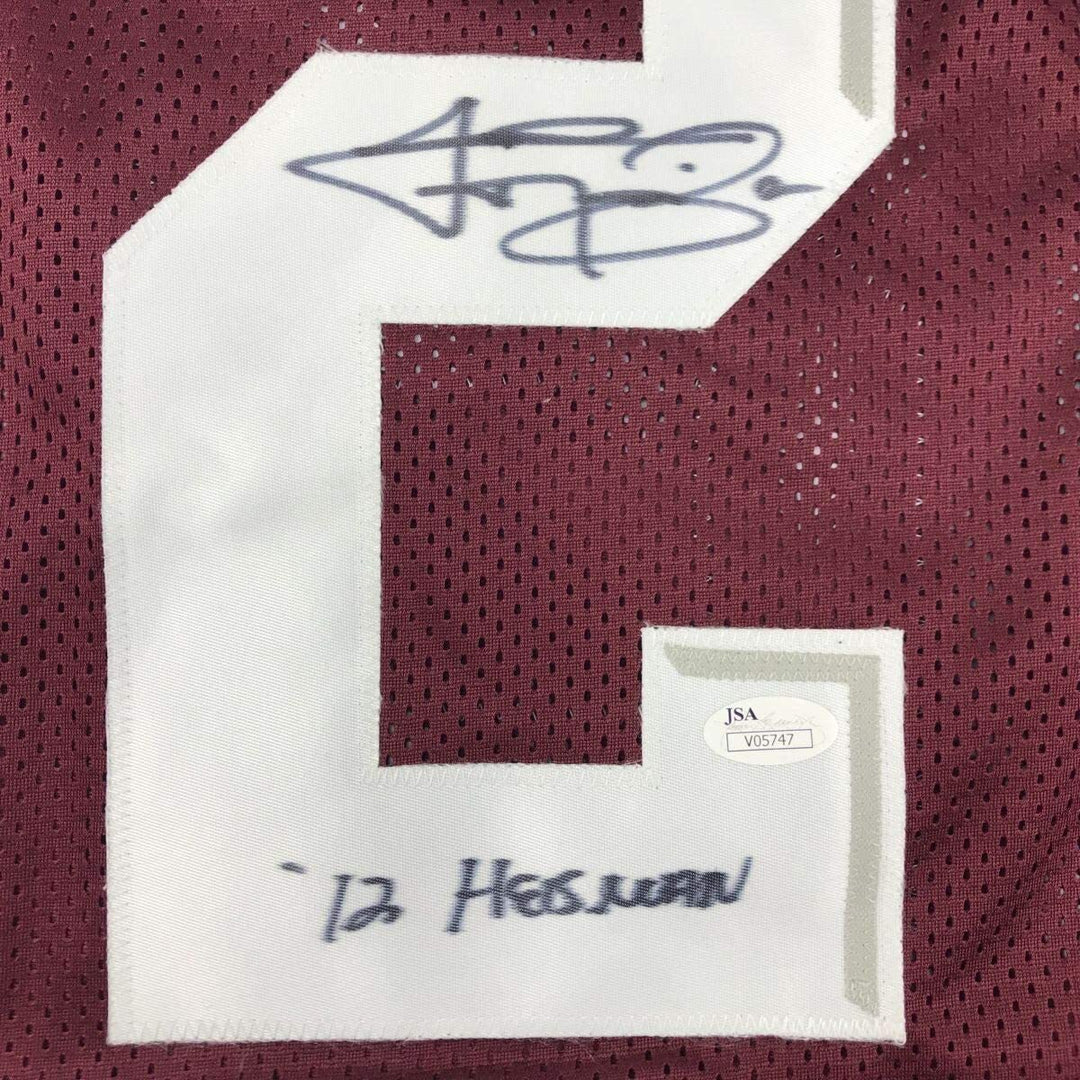 Framed Autographed/Signed Johnny Manziel 12 HT 33x42 Texas A&M Jersey JSA COA