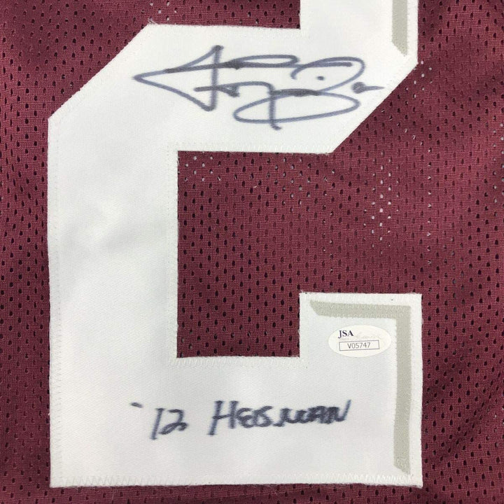 Framed Autographed/Signed Johnny Manziel 12 HT 33x42 Texas A&M Jersey JSA COA