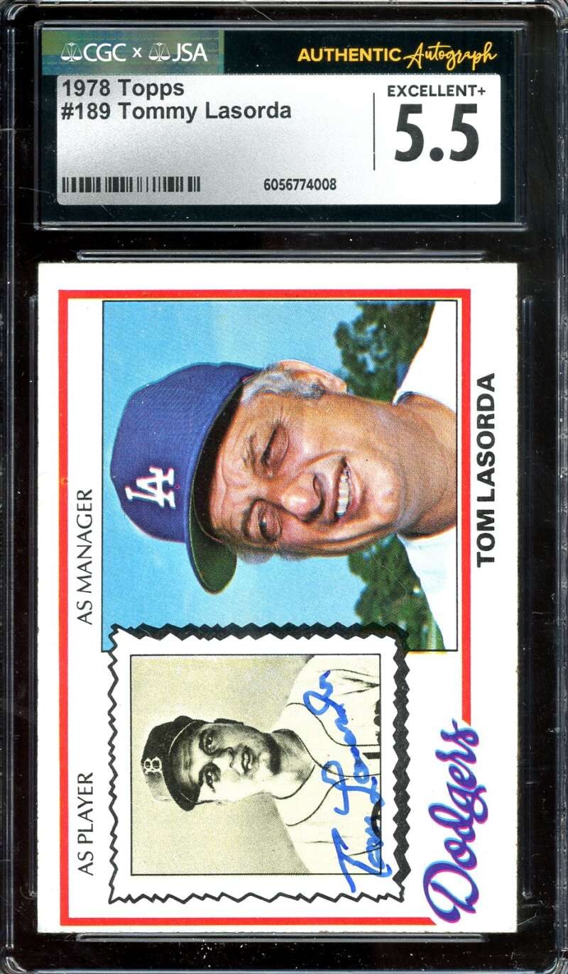 Tommy Lasorda CGC JSA Coa Signed 1978 Topps Autograph