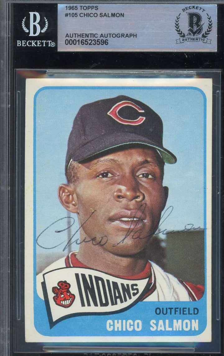 Chico Salmon Beckett BAS Signed 1965 Topps Autograph
