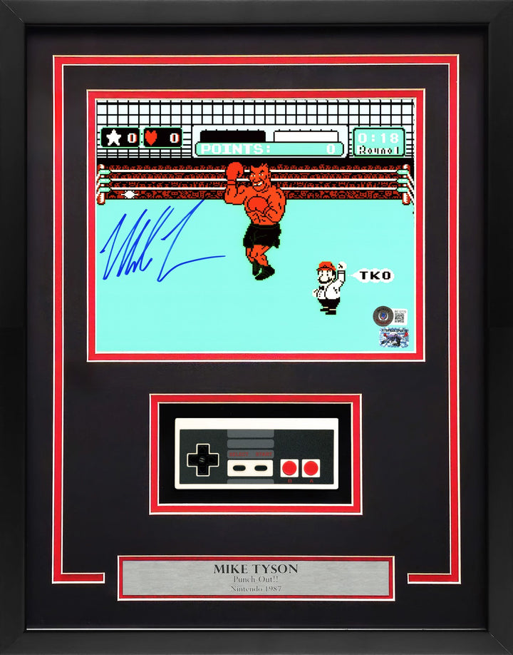 Mike Tyson Signed 8x10 Photo Nintendo Punch-Out!! With NES Controller BAS QR