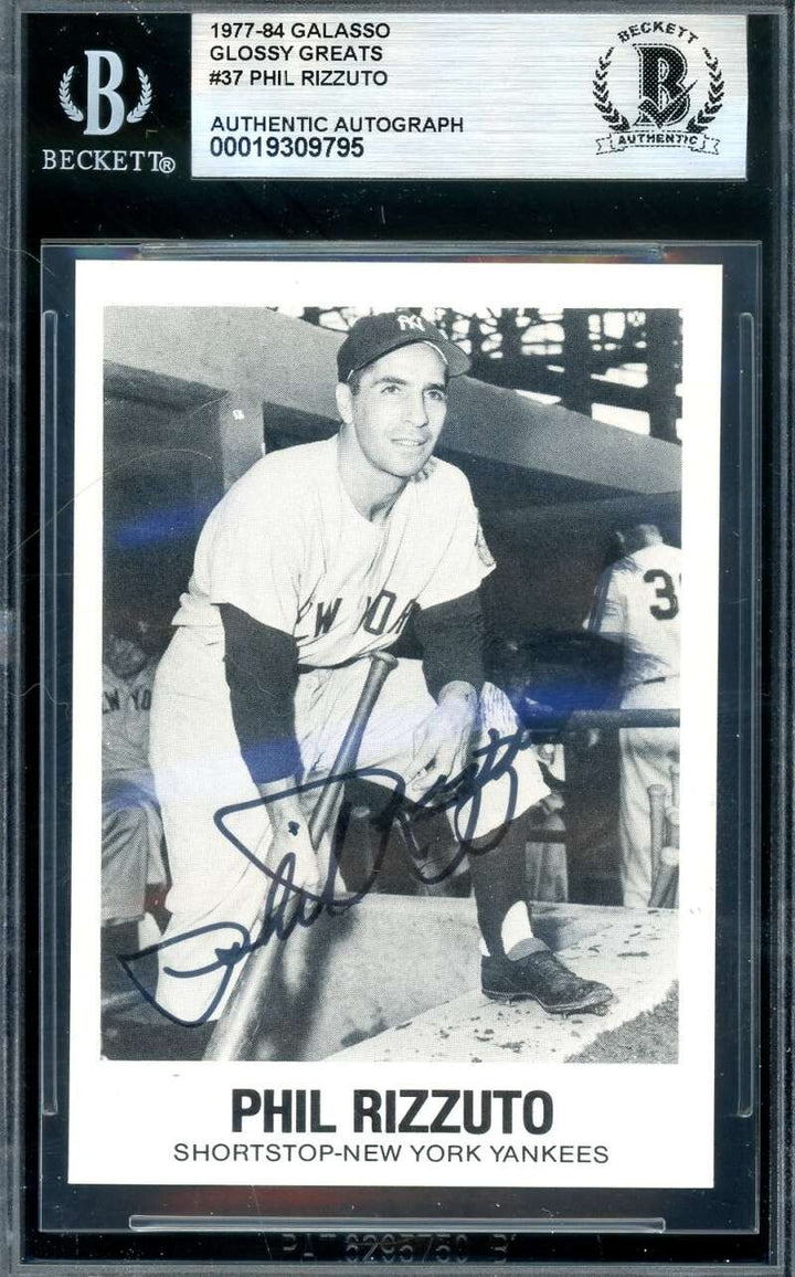 Phil Rizzuto Beckett BAS Signed 1977-84 Galasso Glossy Greats Autograph