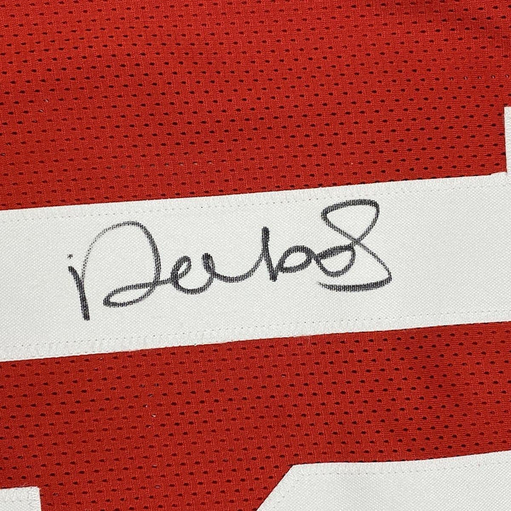 Autographed/Signed DEEBO SAMUEL San Francisco Red Football Jersey JSA COA Auto