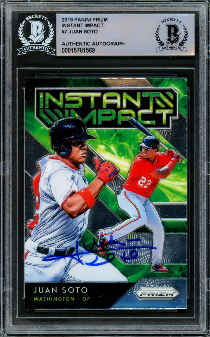 Juan Soto Autographed 2019 Panini Prizm Instant Impact Card Yankees Beckett