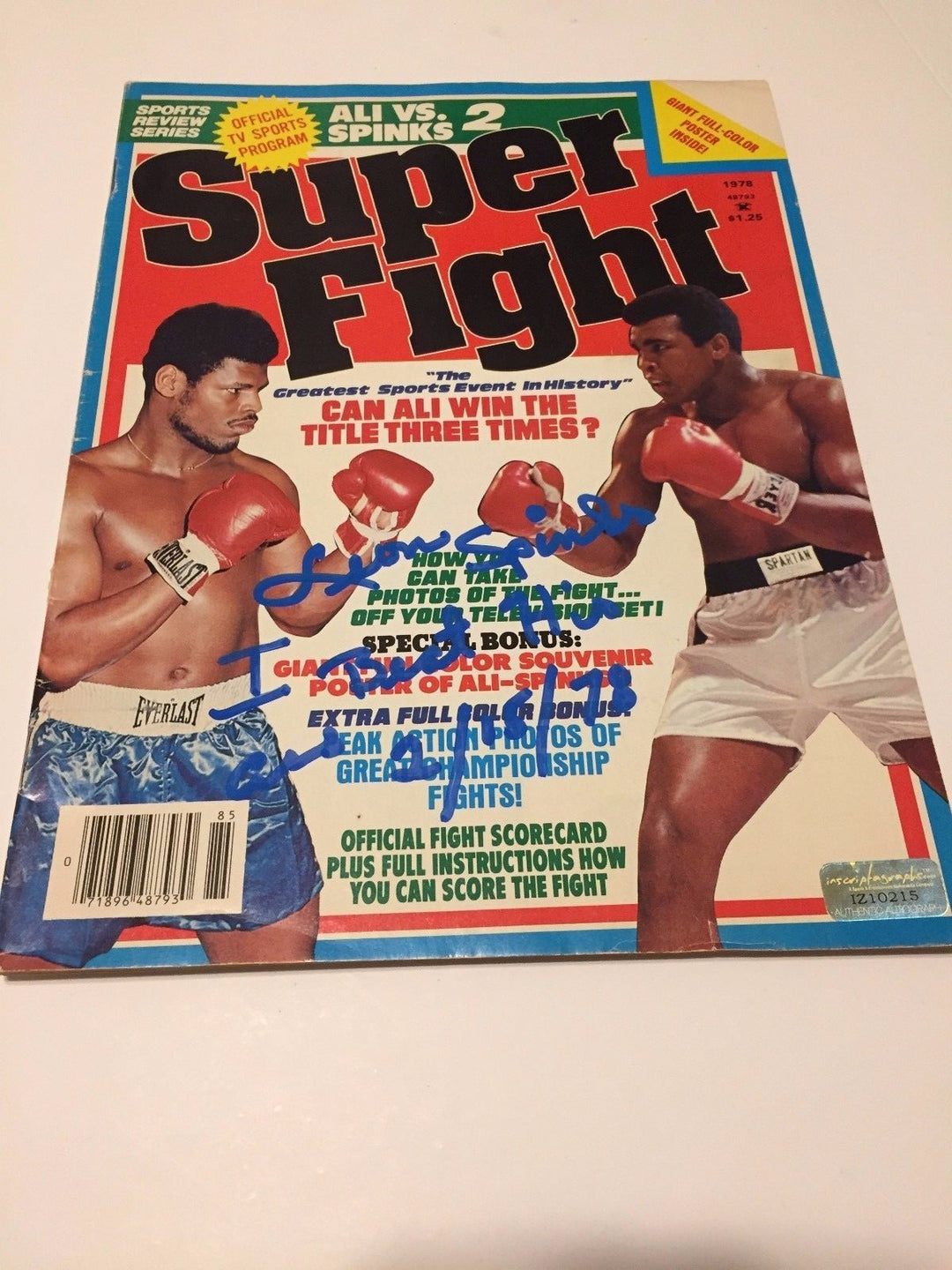 Leon Spinks Signed Muhammad Ali 1978 Super Fight Magazine COA Inscriptagraphs