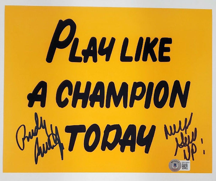 Rudy Ruettiger "Never Give Up" signed Play Like a Champion Today 8x10 photo BAS