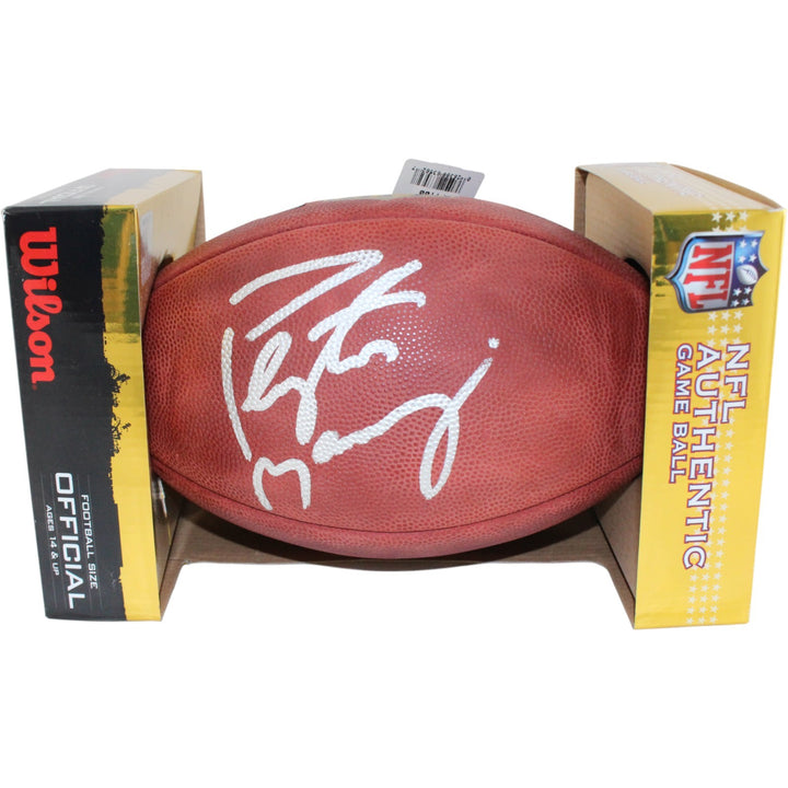Peyton Manning Autographed Denver Broncos NFL Football Mounted Memories 53163