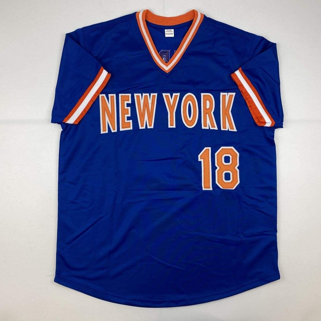 Autographed/Signed Darryl Strawberry New York Blue Jersey PSA/DNA COA