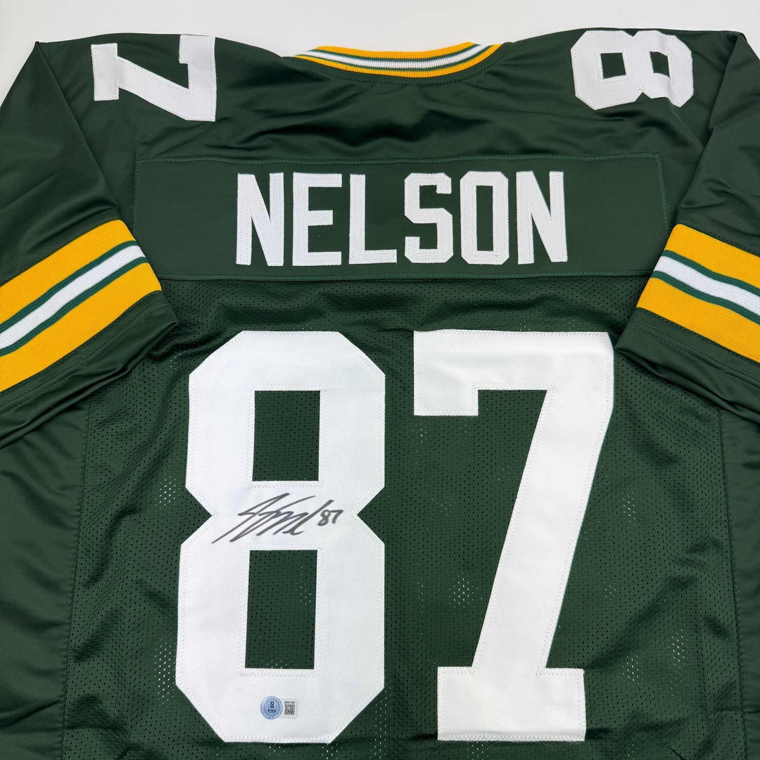Autographed/Signed JORDY NELSON Green Bay Green Jersey Beckett BAS COA