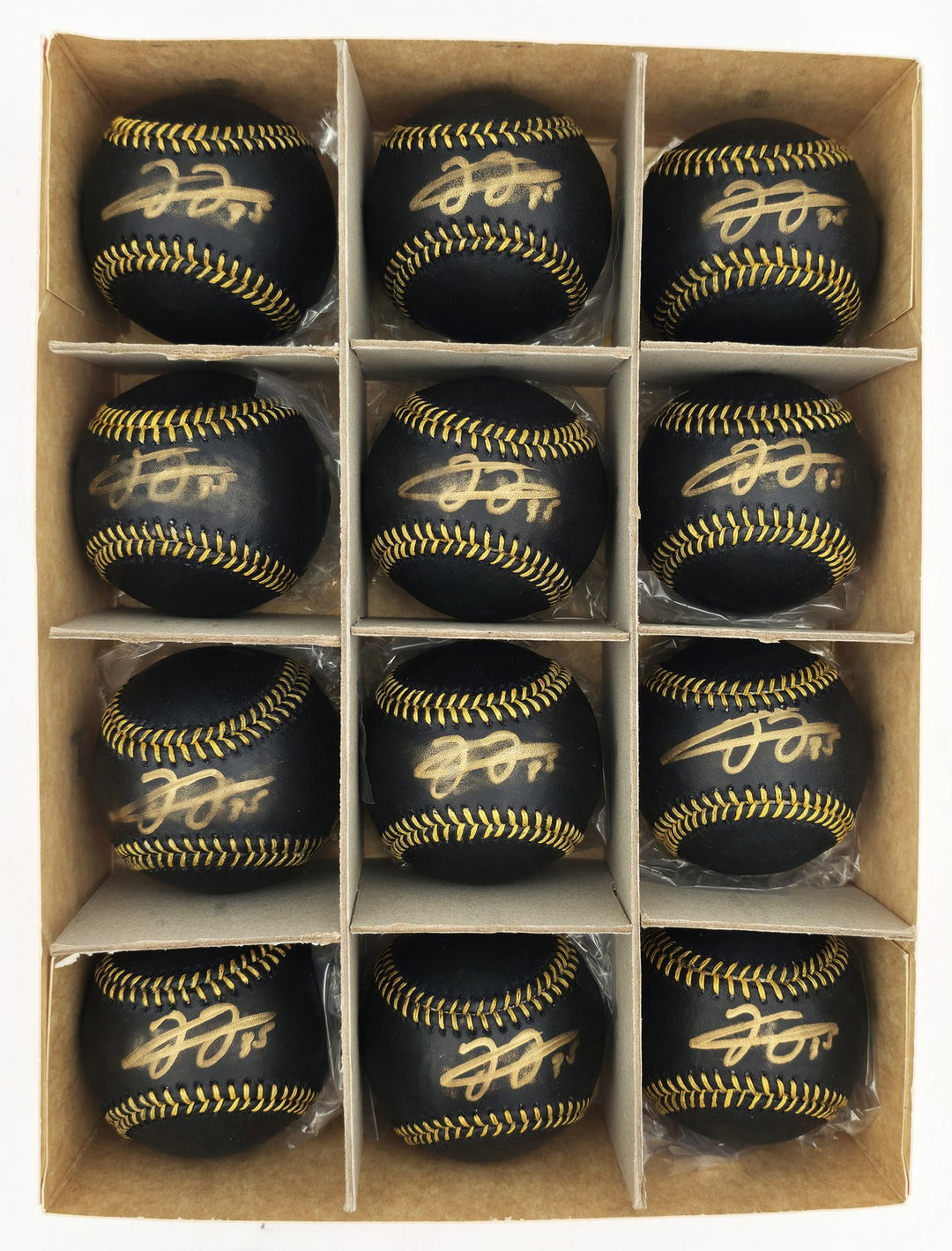 Frank Thomas Signed Black MLB Baseball 12 Count Lot (Imperfections) Beckett