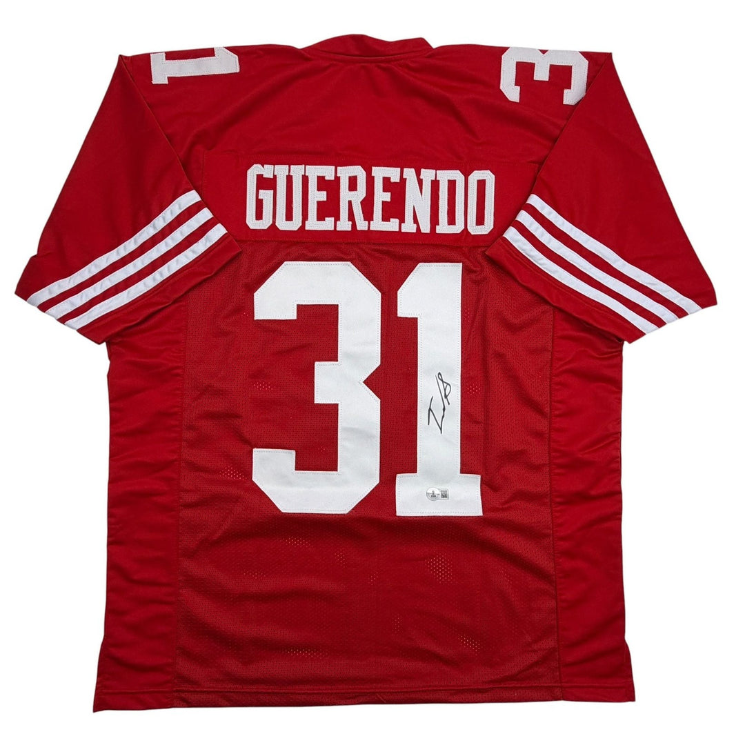 Autographed/Signed Isaac Guerendo San Francisco Red Jersey Beckett BAS COA