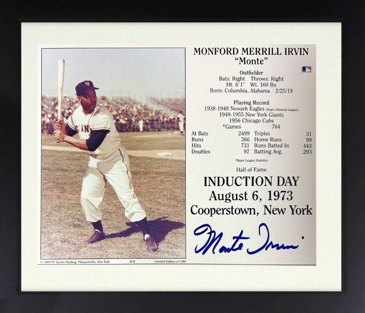 Monte Irvin signed NY Giants Hall of Fame Induction Day 8x10 Photo Framed - COA