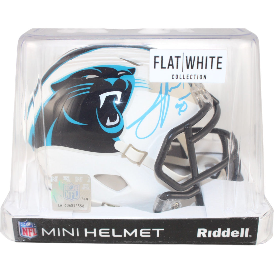 Julius Peppers Autographed Carolina Panthers White Mini Helmet Beckett WIT 51763