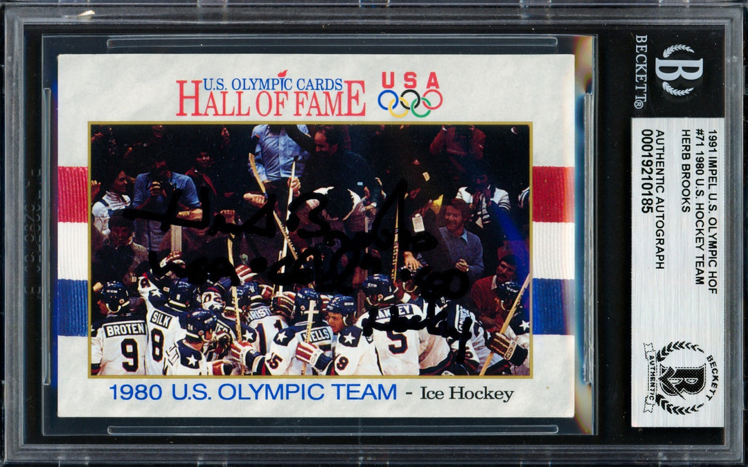 Herb Brooks Signed 1991 Impel Card 71 1980 Team USA "Gold" Beckett