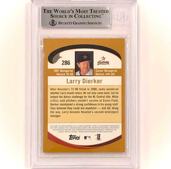 Houston Astros manager Larry Dierker autograph signed 2002 Topps card BGS BAS