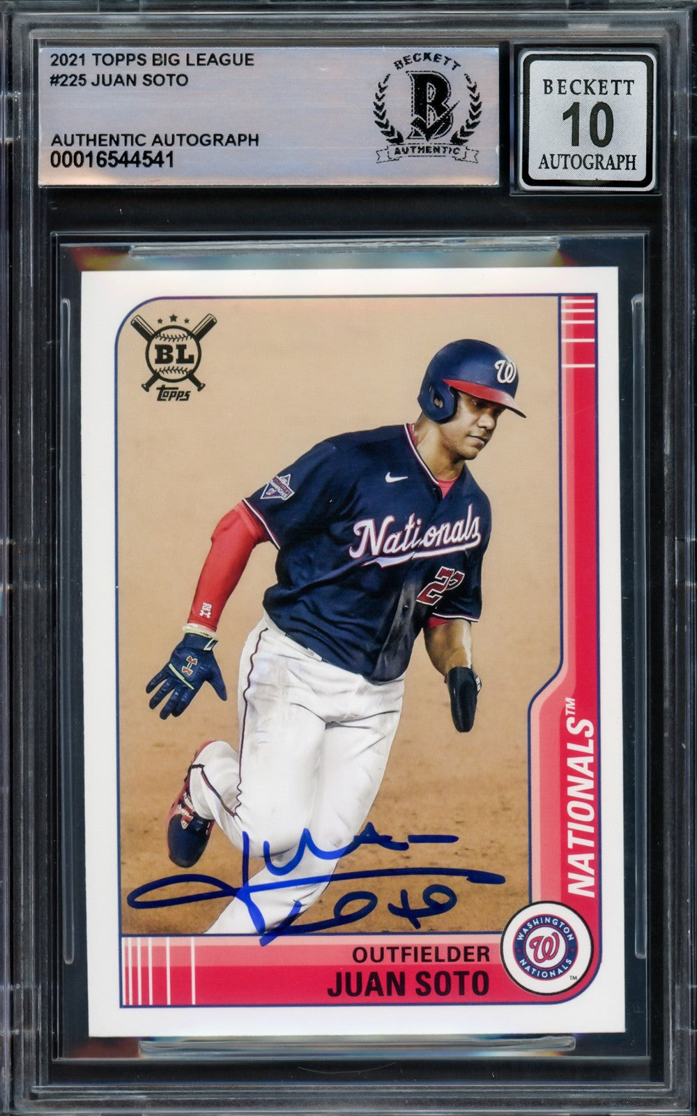Juan Soto 2021 Topps Big League #225 Mets Auto Signed Trading Card Beckett BAS