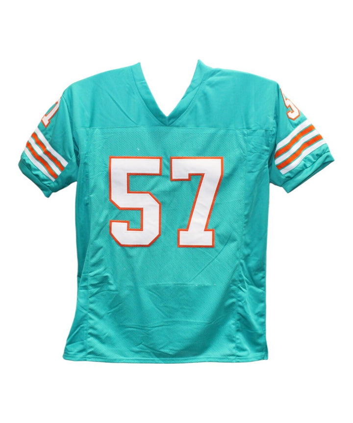 Dwight Stephenson Autographed/Signed Pro Style Teal HOF Jersey Beckett 41176