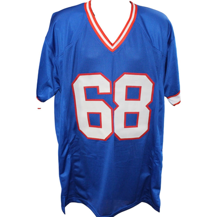 Joe Delamielleure Autographed Pro Style XL Blue Jersey HOF Beckett 54288