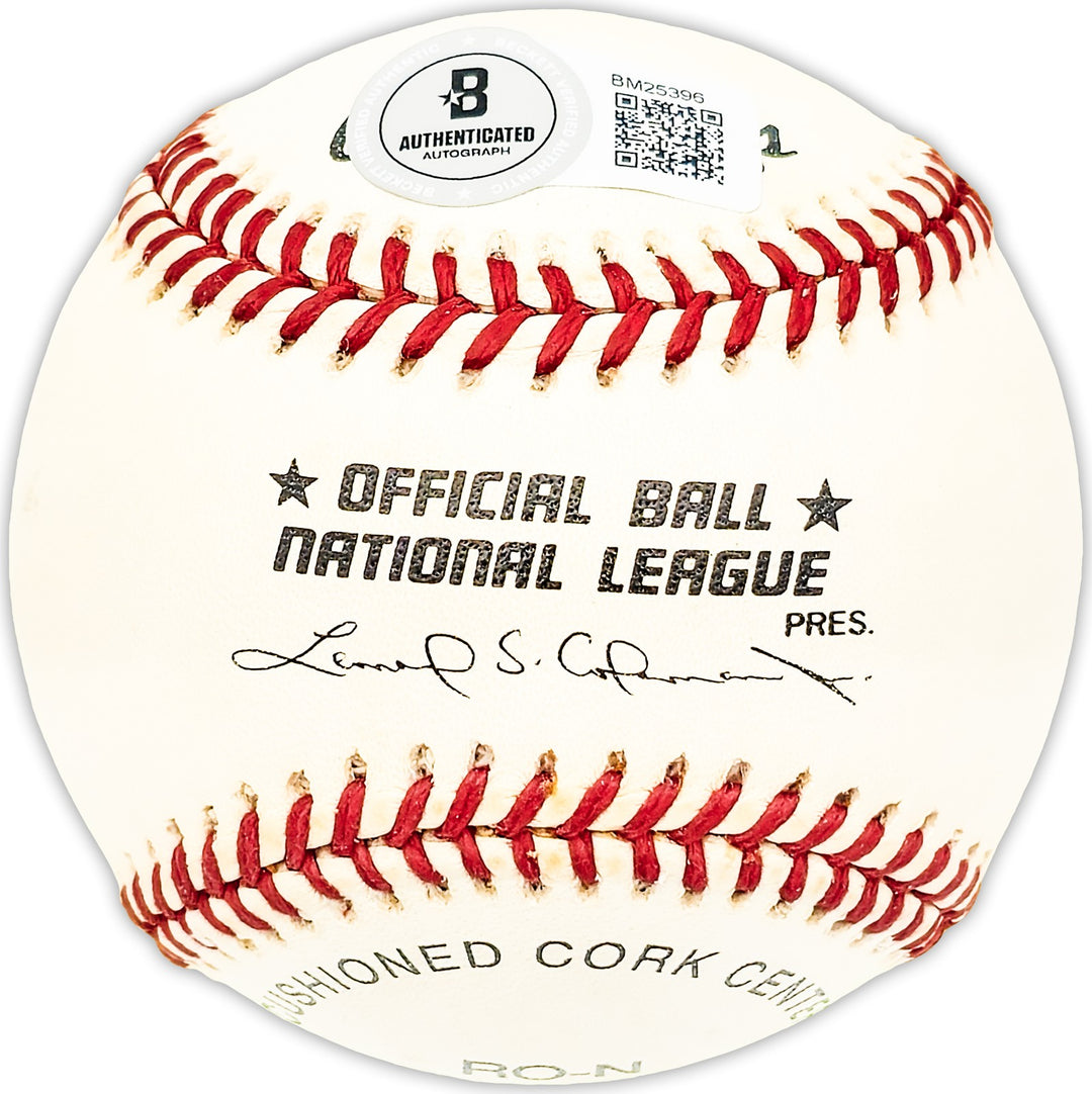 Bob Ramazzotti Signed Official NL Baseball Brooklyn Dodgers Beckett QR #BM25396