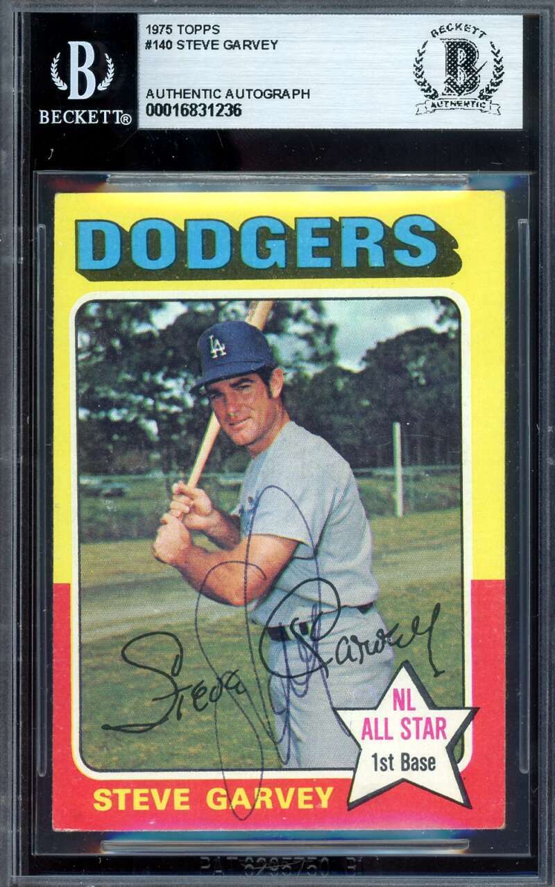 Steve Garvey Beckett BAS Signed 1975 Topps Autograph