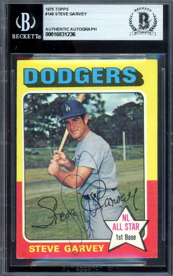 Steve Garvey Beckett BAS Signed 1975 Topps Autograph