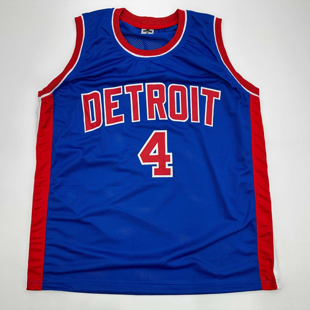Facsimile Autographed Joe Dumars Detroit Blue Reprint Jersey Size Men's XL