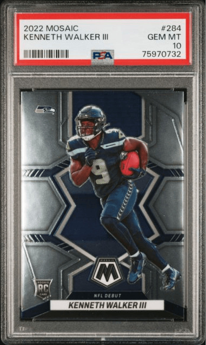 Graded 2022 Panini Mosaic Kenneth Walker III #284 Rookie Card PSA 10