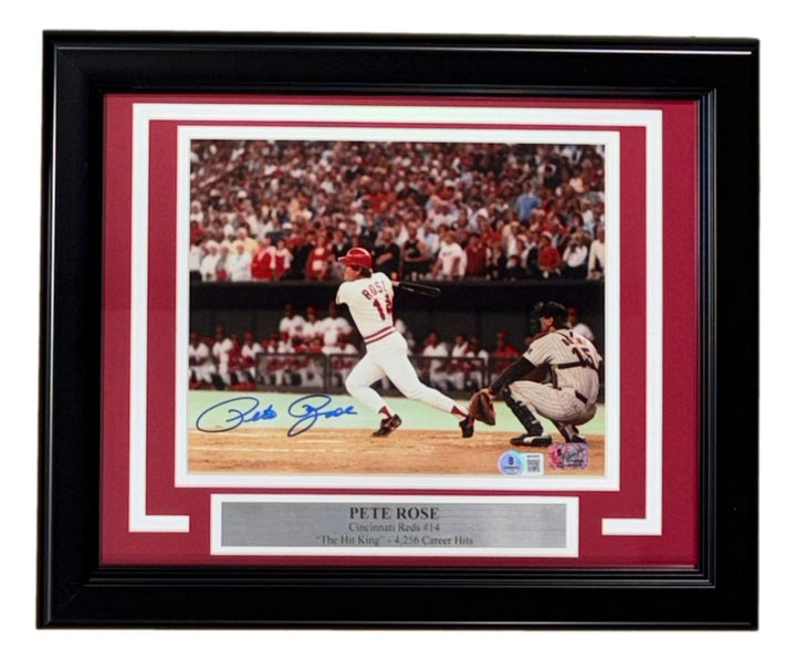 Pete Rose Signed Framed 8x10 Cincinnati Reds Photo BAS