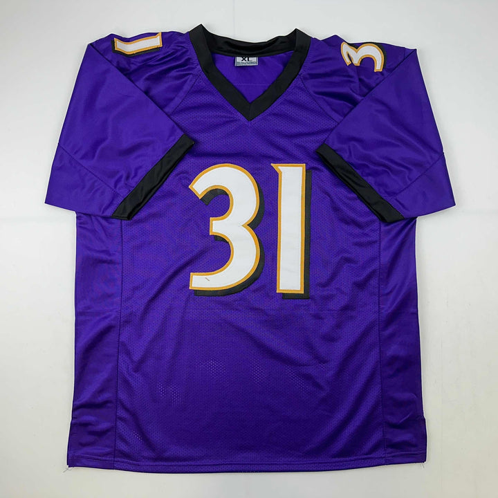 Facsimile Autographed Jamal Lewis Baltimore Purple Reprint Jersey Size Men's XL