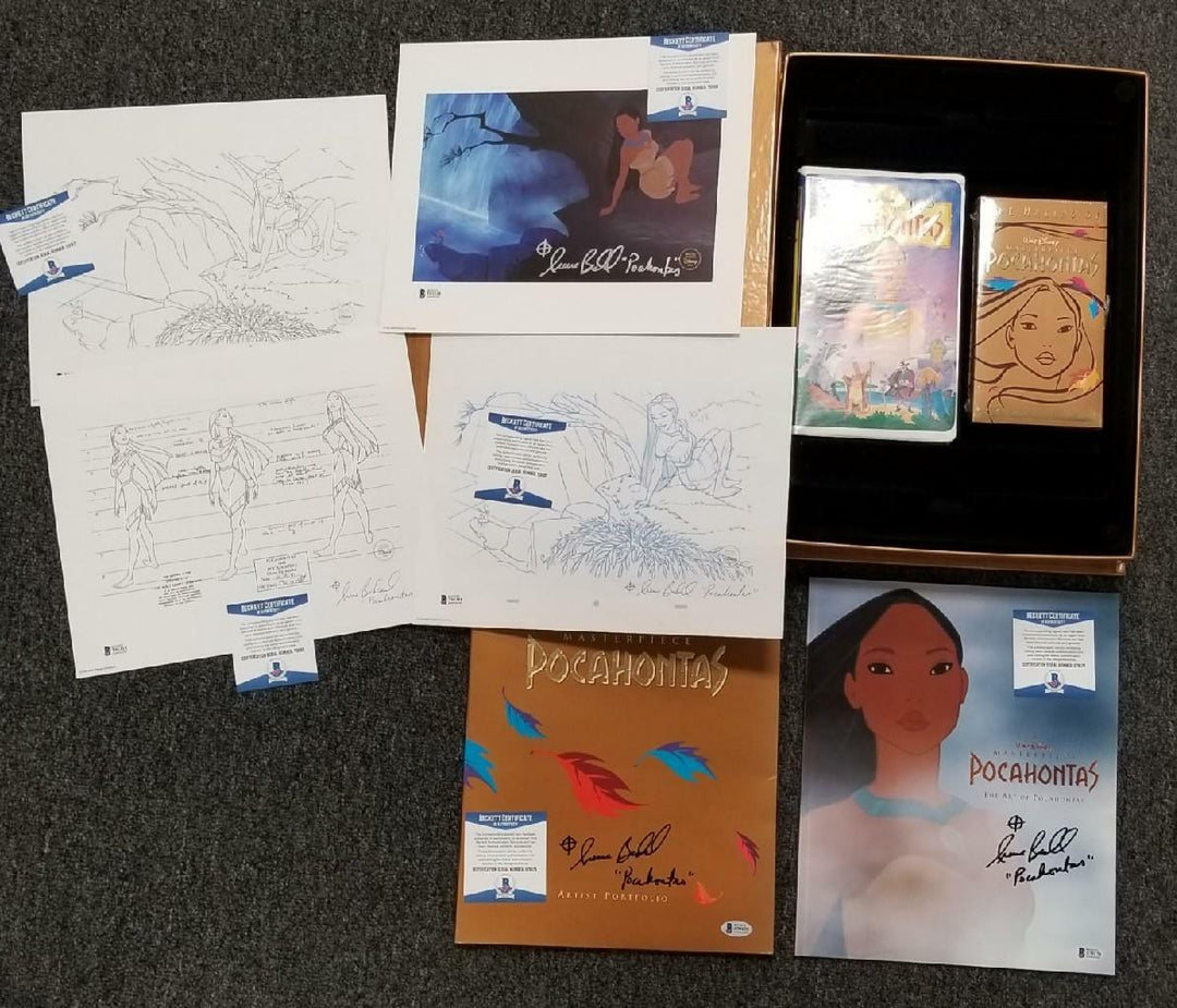 Irene Bedard 6-Autograph Disney's Pocahontas Deluxe Video Art Portfolio Set BAS