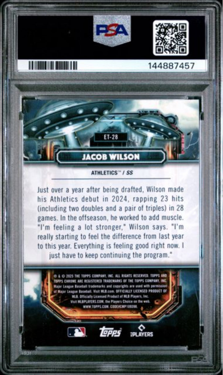 Graded 2025 Cosmic Chrome Jacob Wilson #28 Extraterrestrial Talent Card PSA 10