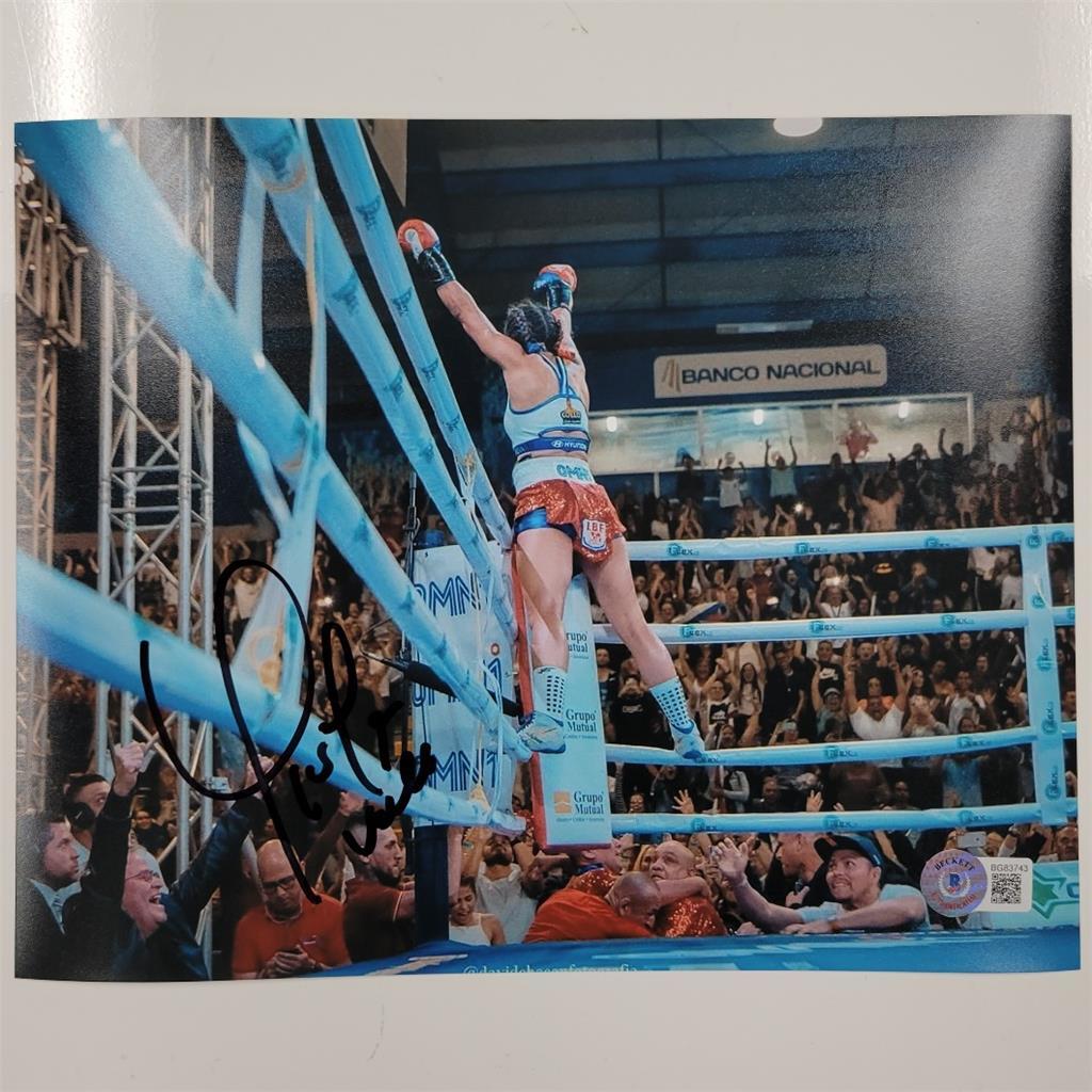 Yokasta Yoka Valle signed Boxing 8x10 photo #3 autograph ~ Beckett BAS Holo