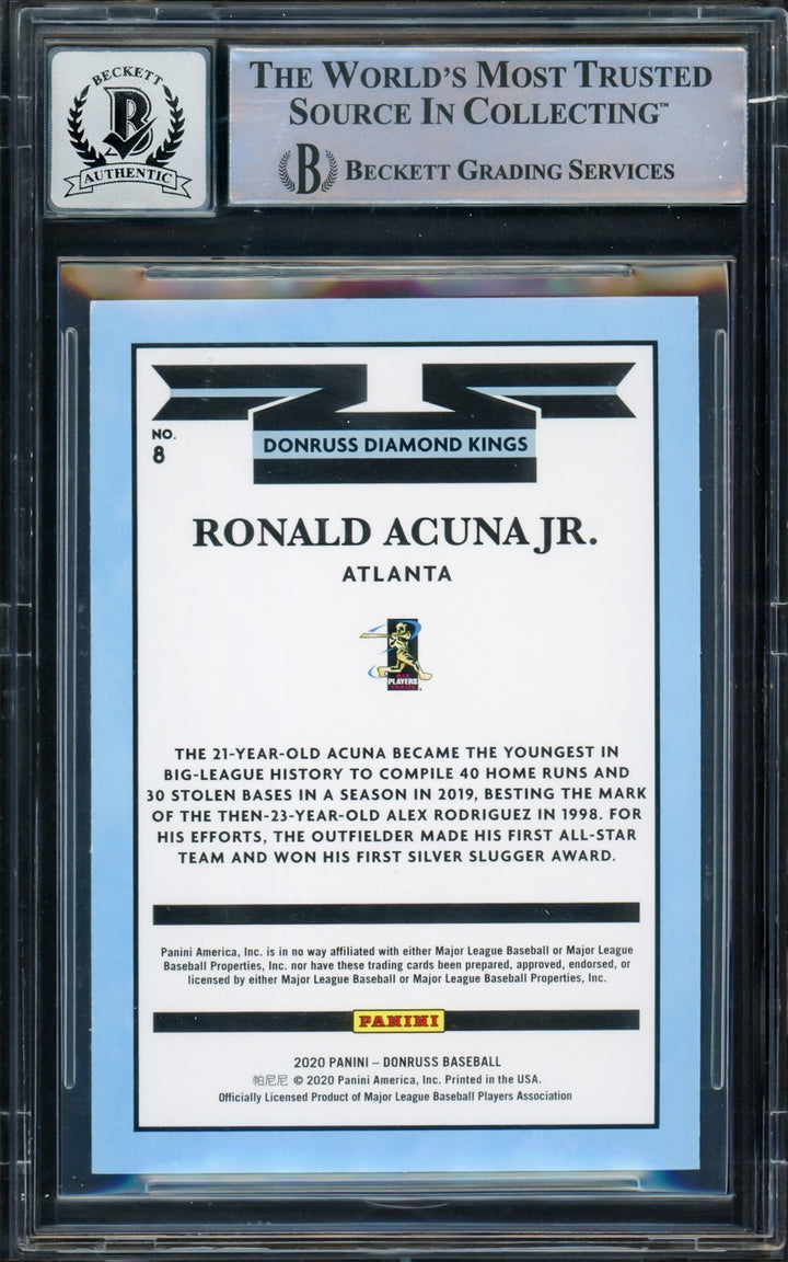 Ronald Acuna Jr. Signed 2020 Donruss Diamond Kings Card #8 Braves Auto 10