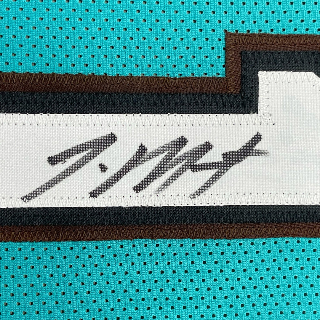 Framed Autographed/Signed Ja Morant 33x42 Memphis Teal Jersey JSA COA