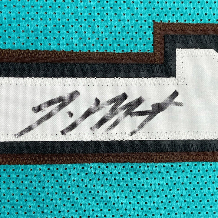 Framed Autographed/Signed Ja Morant 33x42 Memphis Teal Jersey JSA COA