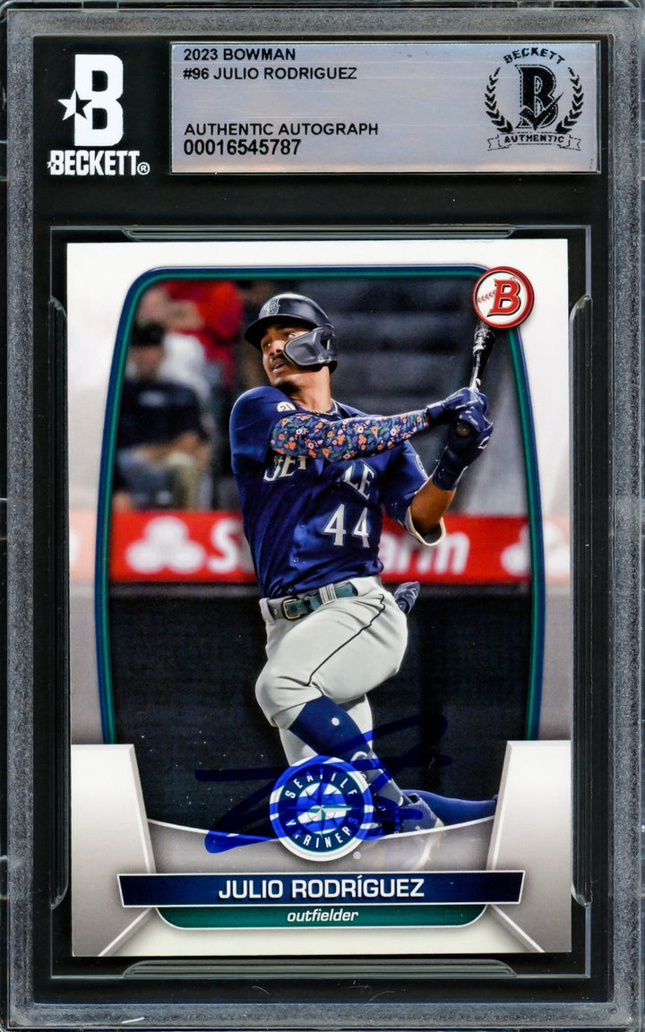 Julio Rodriguez Signed 2023 Bowman Card #96 Seattle Mariners Beckett #16545787