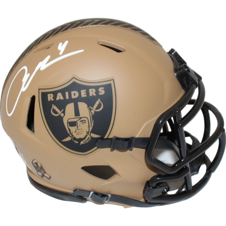 Aidan O'Connell Signed Las Vegas Raiders Mini Helmet 23 Salute Beckett 43084