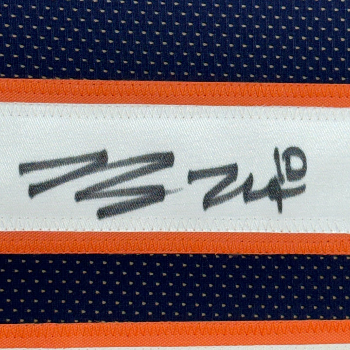 Framed Autographed/Signed Bo Nix 35x39 Denver Blue Jersey Beckett COA