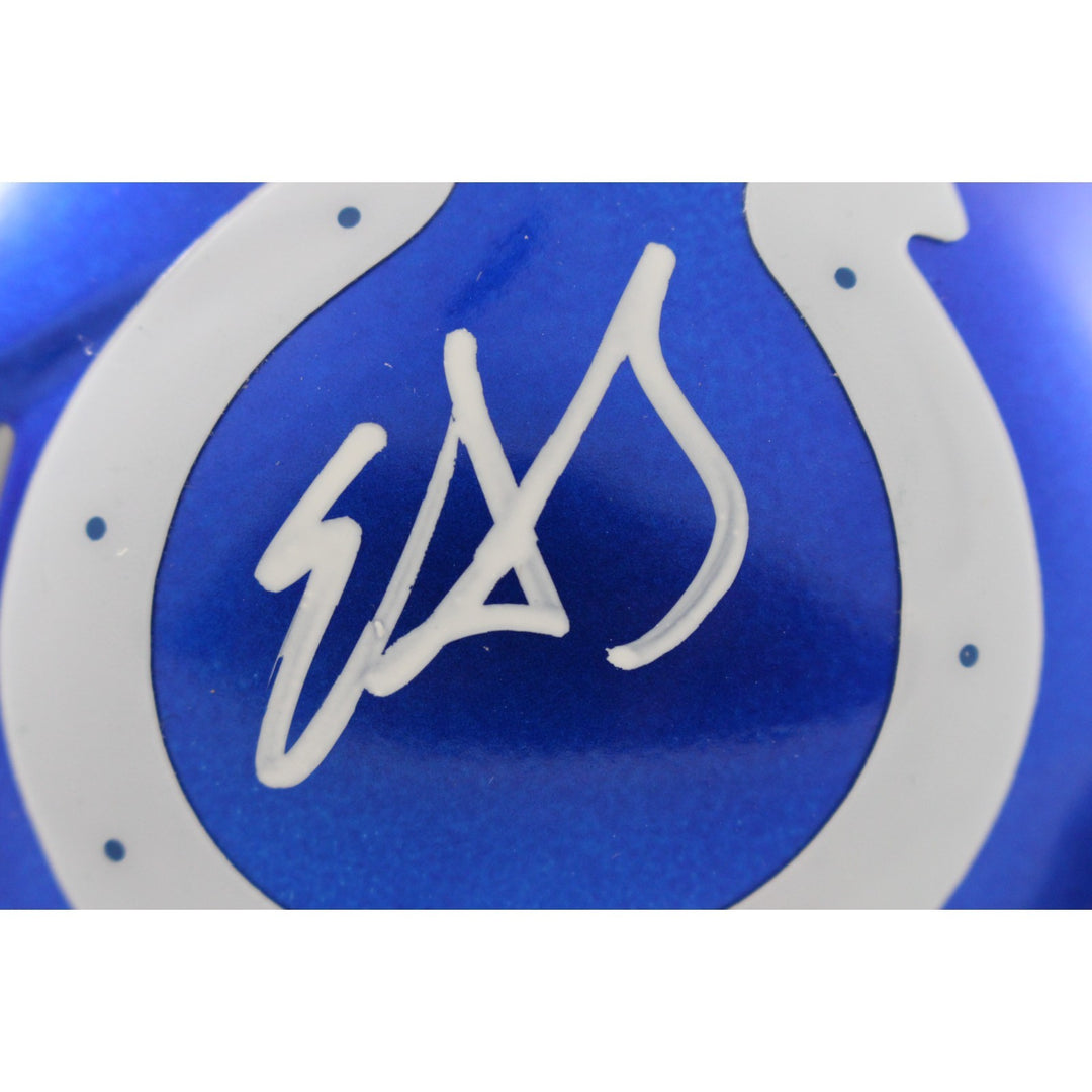 Edgerrin James Autographed Indianapolis Colts Flash Mini Helmet Beckett 51588