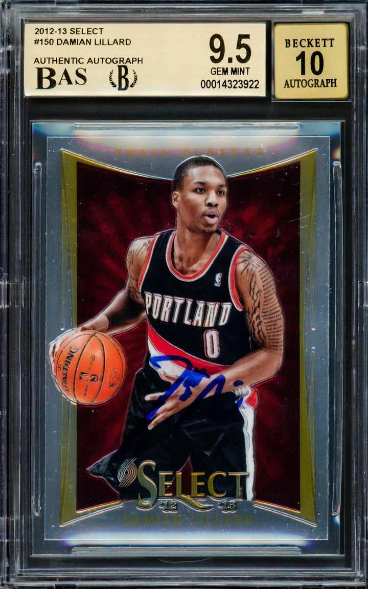 Damian Lillard Auto Signed 2012-13 Panini Select RC 150 BGS 9.5 Sig 10 Beckett