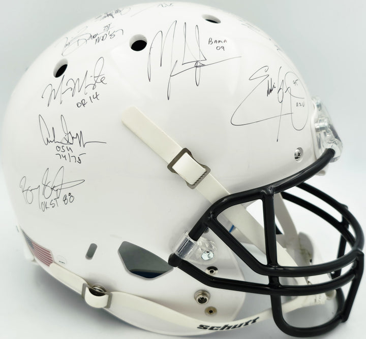 College Heisman Winners Auto White Full Size Schutt Helmet 24 Sigs Barry Sanders